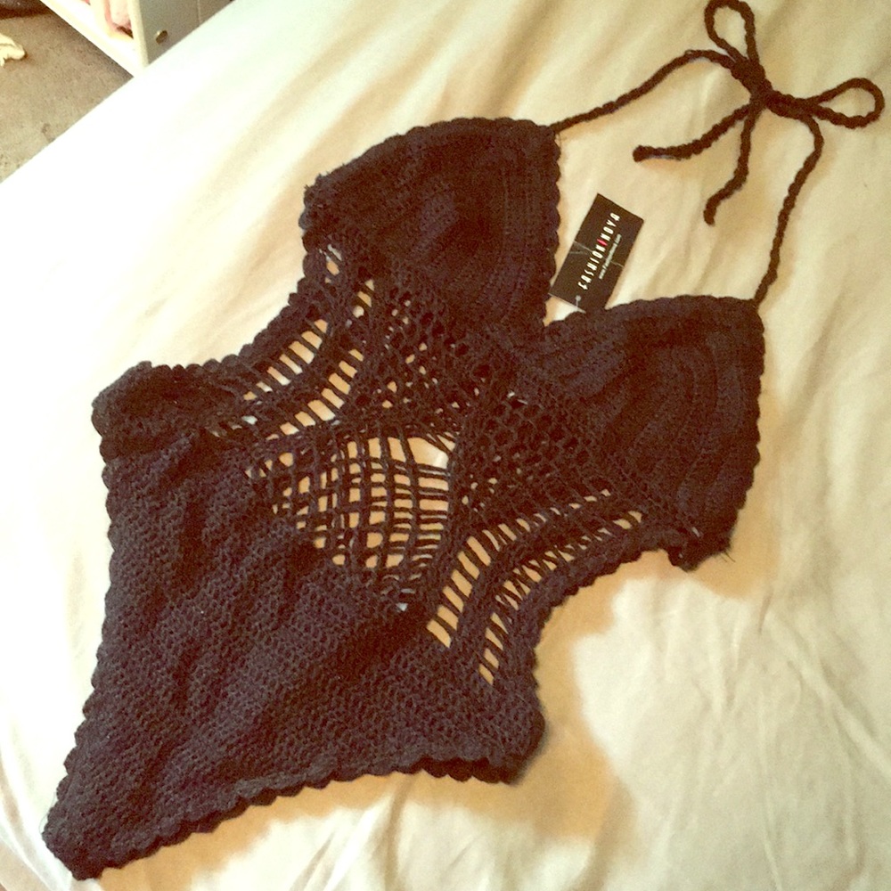 Black crochet swimsuit